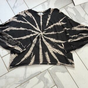 SAGe Black and Cream Tie-Dye Women's Top